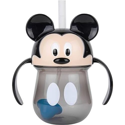 The First Years Disney Mickey Mouse Weighted Straw Cup - Spill Proof Toddler Straw Cups - Transition Sippy Cups - Toddler Feeding Supplies - 7 Oz - Ages 9 Months and Up
