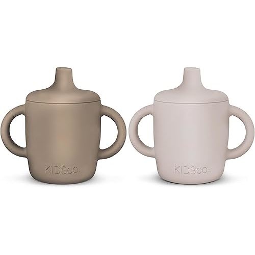 Silicone Sippy Cup and Training Cup for Baby 6 months+ Soft Spout and Handles Unbreakable Easy Grip for Babies 6-12 months and Toddlers 1-3 years 5oz/150ml (Oat and Tan)
