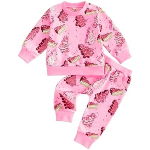 My First Christmas Baby Girl Outfit Infant Toddler Santa Claus Shirt Sweatshirt and Candy Cane Pants Clothes