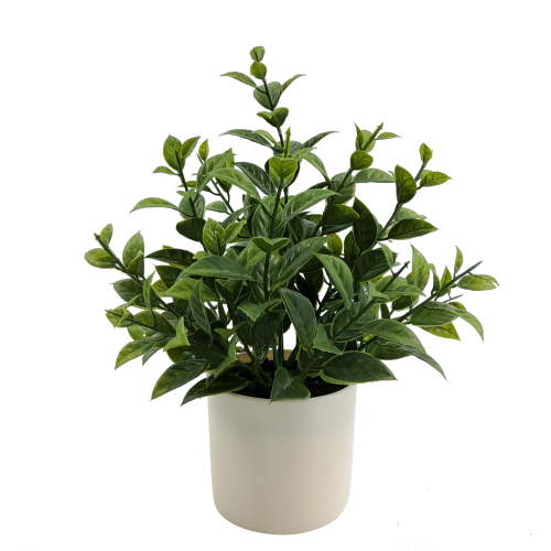 Mainstays Indoor Artificial 9in Tea Leaf in Pot, Green Color.