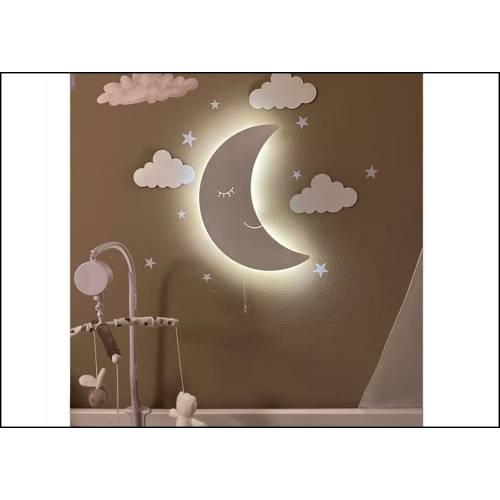 Moon Lamp, Kids Night Light, Moon Light, Baby Girl Gift, Nursery Wall Lamp, Moon Wall Lamp, Baby Room Lamp, Kids Wall Lamp, Baby Room Light