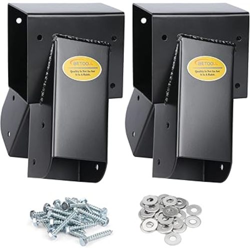 BETOOLL Swing Set Brackets - 2pcs A Frame Swing Bracket Swing Set Hardware with All Mounting Accessories (Black)