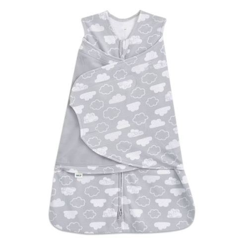 HALO 100% Cotton Sleepsack Swaddle, 3-Way Adjustable Wearable Blanket, TOG 1.5, Clouds, Small, 3-6 Months