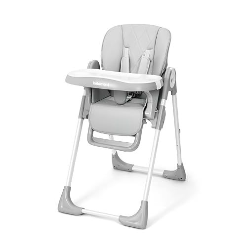 babimoni 4 in 1 High Chairs for Babies and Toddlers, Convertible Foldable Baby High Chairs, Feeding and Eating Seat Highchair with 4 Levels of Recline and 7 Levels of Height Adjustment, Gray