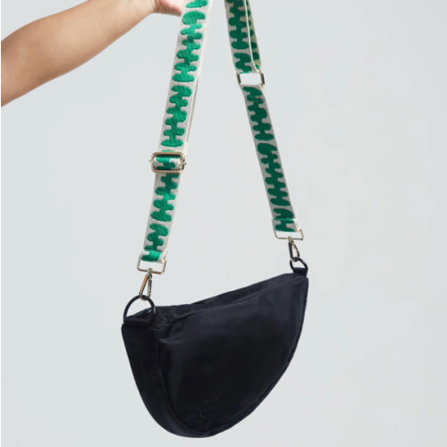 BLACK MINI DIAPER BAG - GREEN WAVY