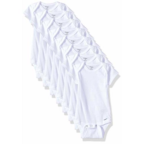 Gerber Short Sleeve Solid Onesies Bodysuits (8 Pack) - White, 0-3 M