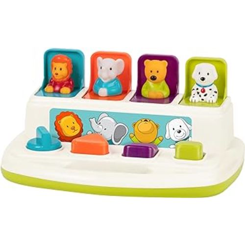 Battat – Cause-And-Effect Toy – Developmental Toy With Buttons & Colors – Color Sorting Animal Toys – For Kids, Toddlers, Babies – 18 Months + – Pop-Up Pals