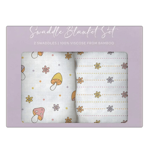 JuJuBe x Studio Oh! 2-Pack Square Swaddle Blanket Set - Mushy Love