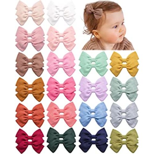 Prohouse 40 PCS Baby Girls Hair Clips Fully Lined Non Slip For Infant Fine Hair Bows Barrettes for Toddlers Kids Children in Pairs