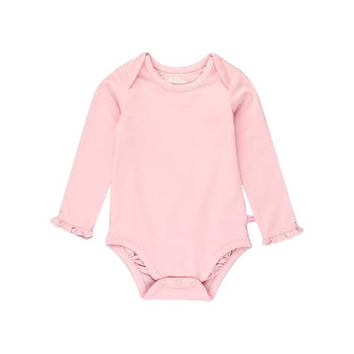 RuffleButts Baby/Toddler Girls Knit Long Sleeve Ruffle Layering Bodysuit with Snaps