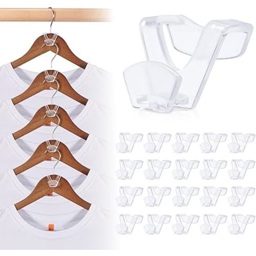 HOUSE DAY Closet Organizers and Storage, College Dorm Room Essentials - 60 Pack Clear Clothes Hanger Connector Hooks, Heavy Duty Hangers Organization, Premium Space Saving Hangers