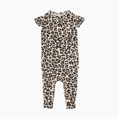 Posh Peanut Ruffled Capsleeve Romper - Lana Leopard, 0-3 Months