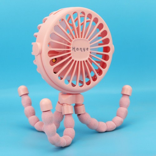 Fancy USB Fan Flexible Octopus Clip-on Mini Fan LED Handheld Fans For Baby Stroller Pink