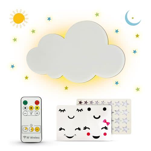 BAZENTI Cloud Lights - Nursery Decor Cloud Lamp, Rechargeable Baby Lamps with Remote, Hanging Lamp for Nursery, Kids Night Light with Timer & Touch Control (White)