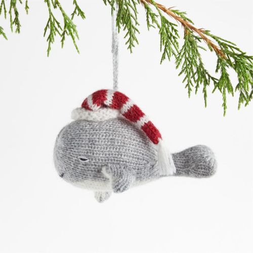 Alpaca Whale with Hat Christmas Tree Ornament