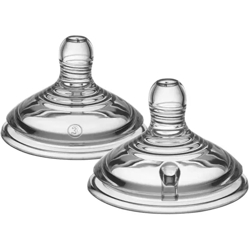 Tommee Tippee Natural Start Baby Bottle Nipples, Fast Flow, 6+ Months, Breast-Like for a Natural Latch, Anti-colic Valve, Soft Silicone, Pack of 2