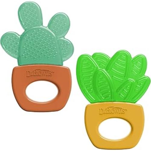 Dr. Brown's AquaCool Water-Filled Teether, Cooling Baby Teether Toy for Sore Gums, Green Cactus, BPA Free, 3m+, 2 Pack