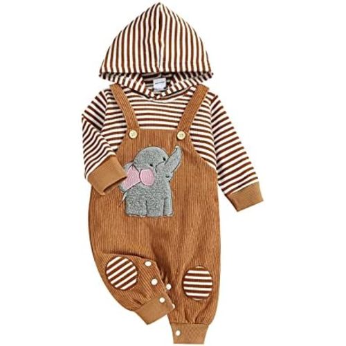 Baby Boy Girl Clothes Long Sleeve Outfits Fall/Winter Baby Romper Ribbed Hoodie Clothing