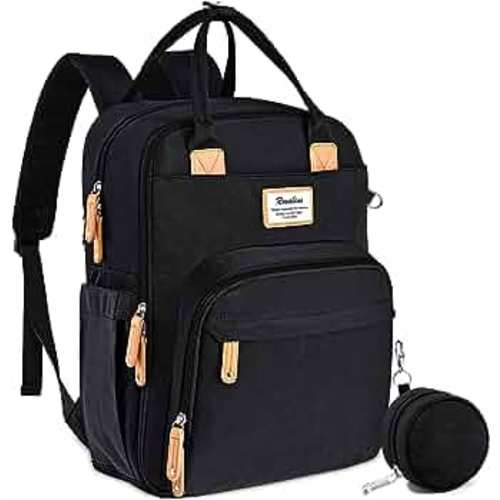 RUVALINO Large Black Baby Travel Diaper Bag
