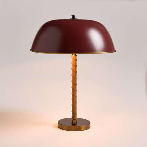 Dalton Brown Suede and Metal Dome Table Lamp by Jake Arnold 19.75"