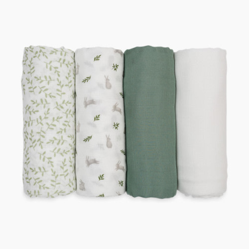 Lulujo Bamboo Muslin Swaddles (4 Pack) - Green