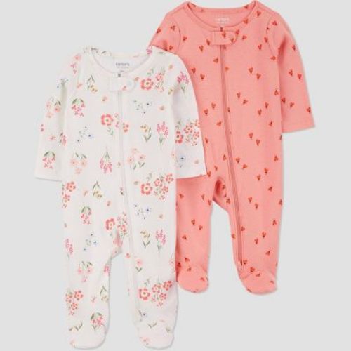 Carter's Just One You®️ Baby Girls' 2pk Floral Sleep N' Play - Purple/ivory Newborn