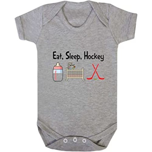 Eat, Sleep, Hockey Baby Bodysuit One Piece Oxford Gray Newborn