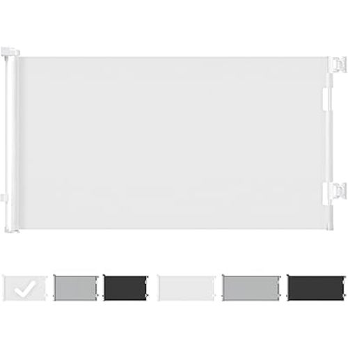 Cumbor Baby Gate Retractable Gates for Stairs, Mesh Dog Gate for The House, Wide Pet Gate 33" Tall, Extends to 55" Wide, Long Child Safety Gates for Doorways, Hallways, Cat Gate Indoor/Outdoor(White)