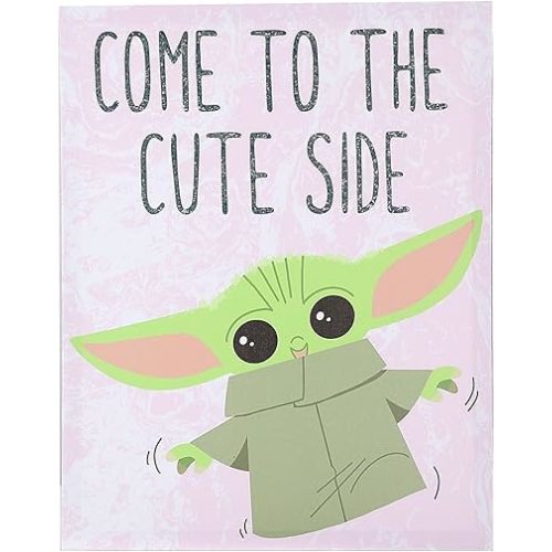 POP Creations Star Wars Mandalorian with glitter The Child come to the cute side on pink 16x20