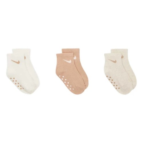 Nike Nike Infant' 3 Pack 6-12 Month Gripper Ankle Socks (White/Tan/Ivory) - Size 0.0 OT