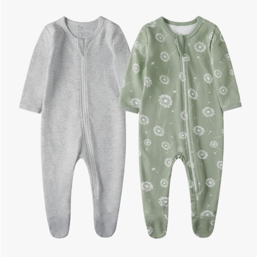 O2 BABY Baby Boys Girls Organic Cotton Zip-Front Sleeper Pajamas, Footed Sleep 'n Play