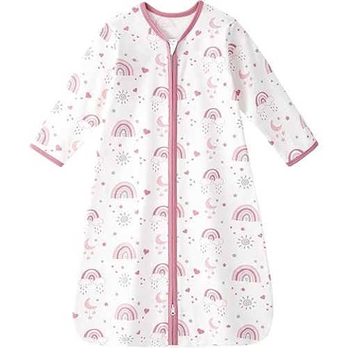 Baby Sleep Sack 0-6 Months Long Sleeve 0.5 Tog White Rainbow 1 Pack