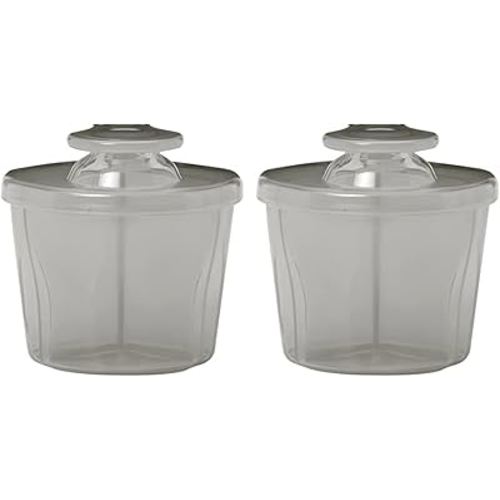 Dr. Brown's Baby Formula Dispenser with Snap-On Lid for On-The-Go Feedings,Milk Powder Dispenser for Traveling with Infant,Gray (Pack of 2)