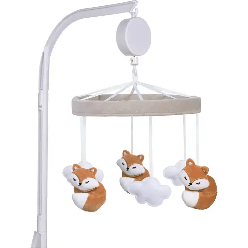 Sammy & Lou Fox Baby Crib Mobile with Music, Crib Mobile Arm Fits Standard Crib Rail