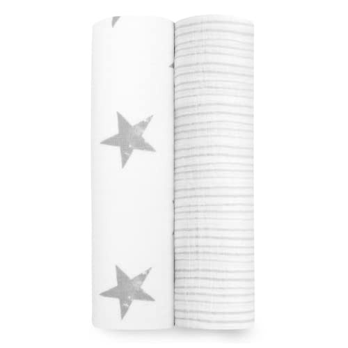 aden + anais Swaddle Blanket, Boutique Muslin Blankets for Girls & Boys, Baby Receiving Swaddles, Ideal Newborn & Infant Swaddling Set, Perfect Shower Gifts, 2 Pack, Dusty