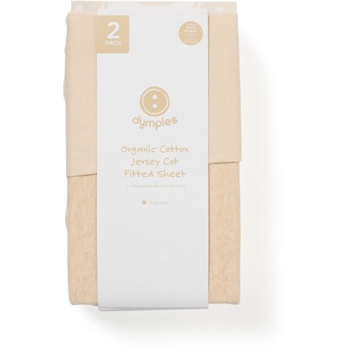 Dymples Fitted Melange Cot Sheet 2 Pack - Natural