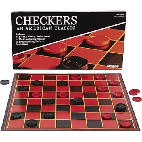 Kangaroo - Multiplayers Strategy Checker Board Game for Kids & Adults - Portable Educational Travel Cardboard Checkers - Includes Large Board w/ 24 Checkers (12 Red and 12- Black) 15x15 Inches