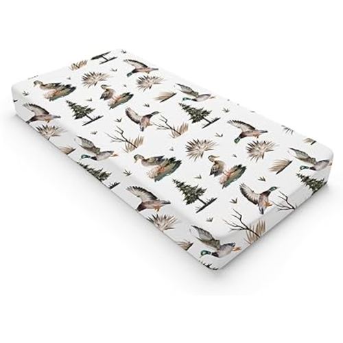 Mallard Duck Changing Pad Covers Duck Hunting Reeds Trees Diaper Changing Pad Covers Sheets for Girls Boys Soft Breathable Stretch Fitted Change Table Pad Mats Covers 32''x16''