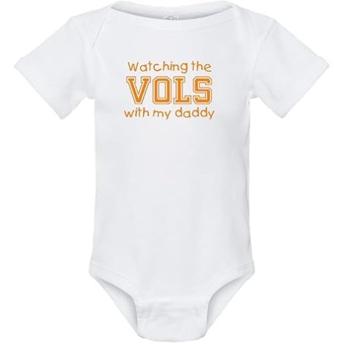 Curiositees Watching the Vols with my Daddy Baby Clothes Jersey Bodysuit Outfit - White
