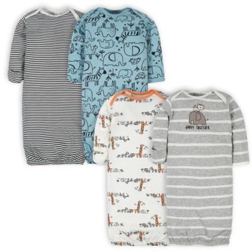 Gerber Baby Boys' Lap Shoulder Gowns - Bear - 0-6 Months - 4-Pack