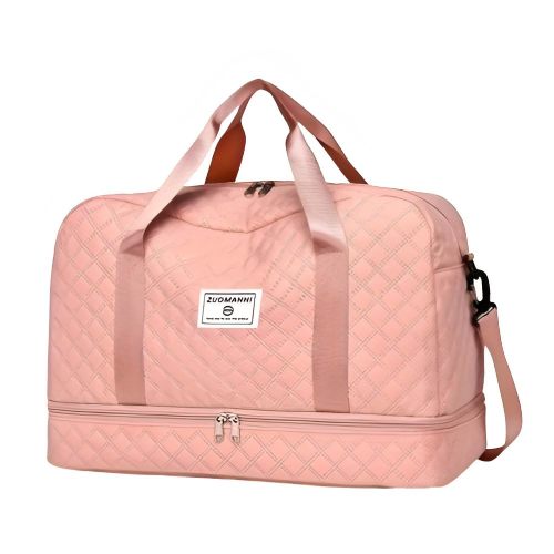 Oversized Duffel Bag, Stylish & Durable, Waterproof Compartment, Multi-Functional Carry, Dry Wet Separation, Side Pockets by Zuomanni (Pink)