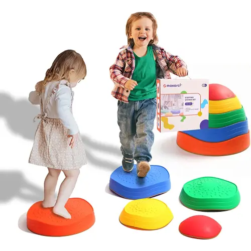 Stepping Stones for Kids, 5pcs Non-Slip Plastic Balance River Stones for Promoting Children's Coordination Skills Sensory Play Equipment Toys Toddler Ages 3 4 5 6 7 8 Years