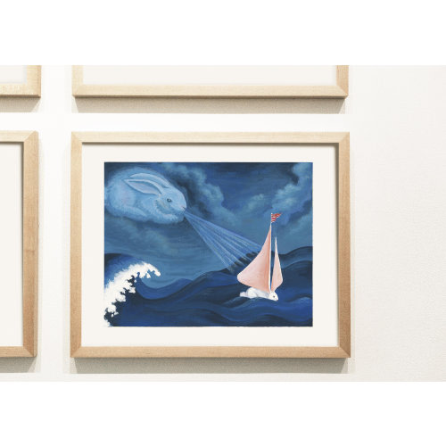 Runaway bunny art print mother bunny and baby bunny storm scene book themed nursery artwork