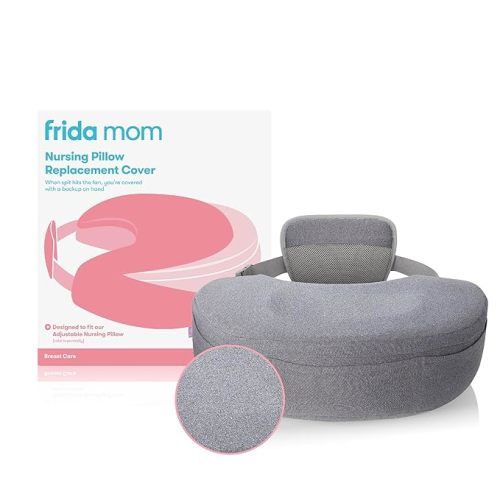 Nursing Pillow Replacement Cover | Gray | Easy-to-Clean, Machine Washable + Super Soft Fabric | Mutil-Purpose Pockets for Storage