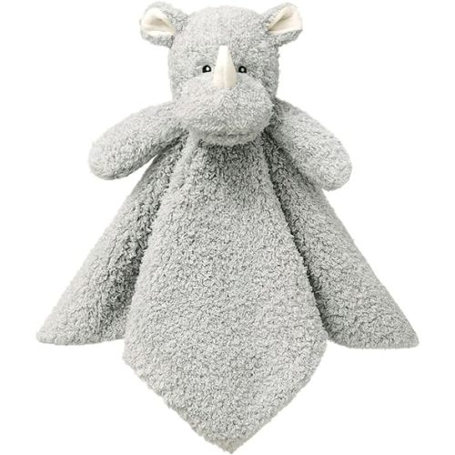 Baby Gray Rhino Soft Stuffed Animal Security Blanket, Plush Rhino Character Lovey Blanket, Baby Shower/Nursery Gift, Newborn Infant Toddler Snuggle Blankie for Boys Girls, 14 Inches
