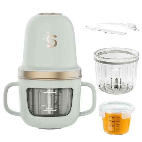 SosekiBaby Solo Baby Food Maker Processor, Glass Bowl & 316L Stainless Steel Blades, Baby Food Blender for Baby Puree, Meat, Vegatable,2-Speed Control, BPA-Free