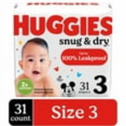 Huggies Size 3 Diapers, Snug & Dry Baby Diapers, Size 3 (16-28 lbs), 31 Count, Packaging May Vary