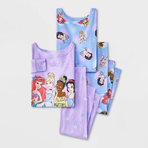 Toddler Girls' 4pc Snug Fit Disney Princess Cotton Pajama Set - Purple, Color: Purple, Size: Kids18M