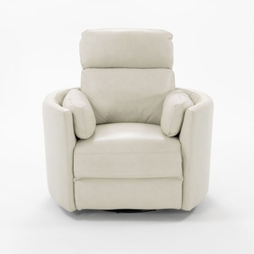 Radius Ivory Leather Power Swivel Recliner