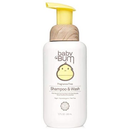 Baby Bum Shampoo & Wash | Tear Free Foaming Soap for Sensitive Skin with Nourishing Coconut Oil | Fragrance Free | Gluten Free and Vegan | 12 FL OZ